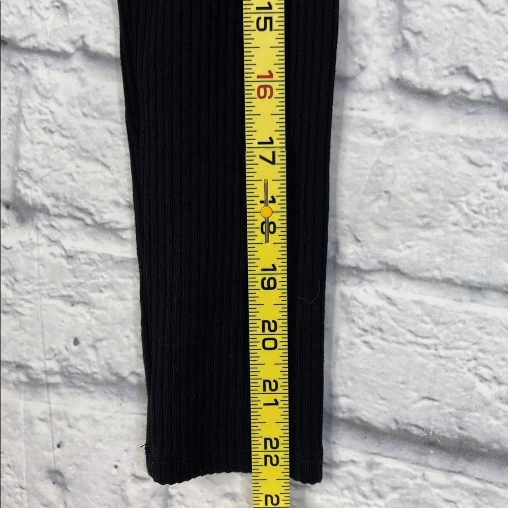 Reformation Black Ribbed Cropped Long Sleeve Top Dress Y2K